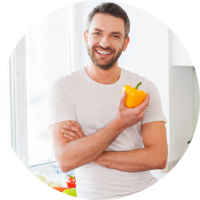 healthy man in a kitchen to show metabolic age reversal 
